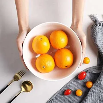 Sweejar 2.8 Quarts Porcelain Bowl for Salad Popcorn Fruit Snacks, 9" Large Bowl with a Stand, Serving for Family Party(White)