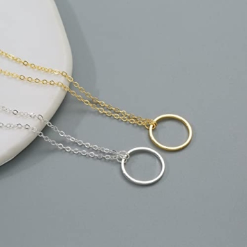 Tasiso Dainty Silver Choker Necklace Simple Necklace for Women Minimalist Circle Chain Necklaces Open Circle Choker Necklace 15mm