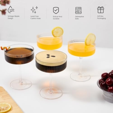 Elegant Coupe Glass Set of 4 for Crafting Cocktails