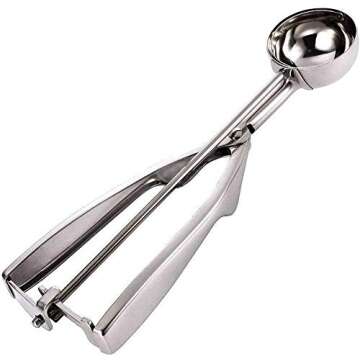 Cookie Scoop Set,JSDOIN Ice Cream Scoop Set, 3 PCS 18/8 Stainless Steel Ice Cream Scoop Trigger Include Large-Medium-Small Size, Melon Scoop (cookie scoop)