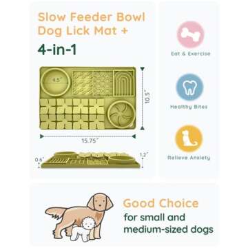 Evenco Slow Feeder Bowl, Silicone Lick Mat with Suction Cups for Dog Cat, Snuffle Mat for Pet Smell Training, Puzzle Toys for Bored Puppy, Interactive Sniff Mat for Slow Eating and Keep Busy, Green