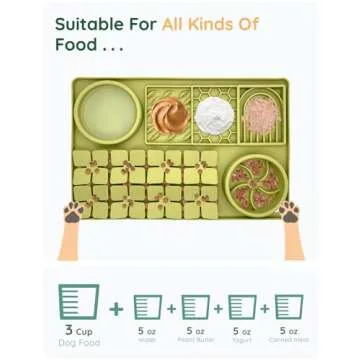 Evenco Slow Feeder Bowl, Silicone Lick Mat with Suction Cups for Dog Cat, Snuffle Mat for Pet Smell Training, Puzzle Toys for Bored Puppy, Interactive Sniff Mat for Slow Eating and Keep Busy, Green