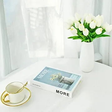 ONLY ART 20pcs White Artificial Tulip Flowers for Décor