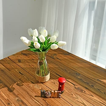 ONLY ART 20pcs White Artificial Tulip Flowers for Décor