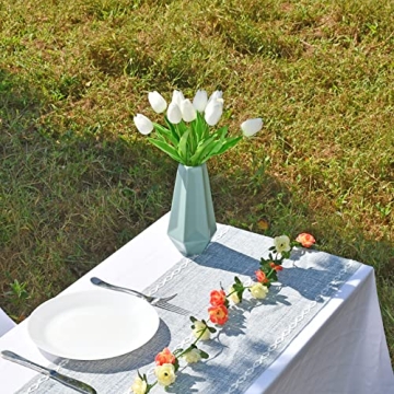 ONLY ART 20pcs White Artificial Tulip Flowers for Décor