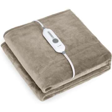 WOOMER [5 Year Warranty Electric Heated Throw Blanket(50"x 60"), Soft Flannel Fast Heating Blanket w...