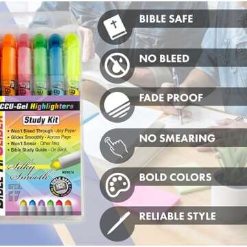 G.T. Luscombe Company, Inc. Bible Dry Highlighting Kit | No Bleed Eco-Friendly Refillable Dry Highlighters | No Sharpening | No Smearing or Fading | Yellow, Blue, Pink, Green (Set of 4)