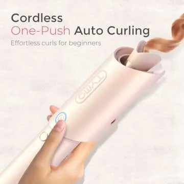 Cordless Automatic Curling Iron 1 inch - TYMO CURLGO Rotating Curling Wand Anti-Scald & Tangle-Free ...