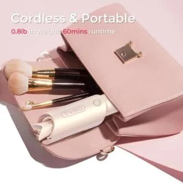 Cordless Automatic Curling Iron 1 inch - TYMO CURLGO Rotating Curling Wand Anti-Scald & Tangle-Free for Easy Curls, Travel Hair Curler Portable, Rechargeable & Dual Voltage for 14-22" Hair, Gold Blush