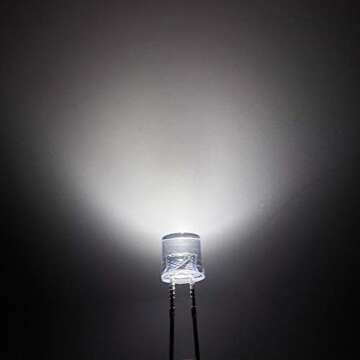 CHANZON 100 pcs 5mm White Flat Top LED Diode Lights (Clear Transparent Lens) Bright Lighting Bulb La...