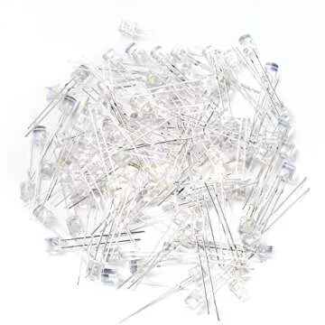 CHANZON 100 pcs 5mm White Flat Top LED Diode Lights (Clear Transparent Lens) Bright Lighting Bulb Lamps Electronics Components Indicator Light Emitting Diodes