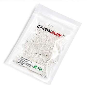 CHANZON 100 pcs 5mm White Flat Top LED Diode Lights (Clear Transparent Lens) Bright Lighting Bulb Lamps Electronics Components Indicator Light Emitting Diodes