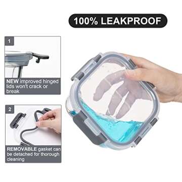 coccot Glass Food Storage Containers with Lids Airtight, Glass Meal Prep Containers for Lunch, Glass...