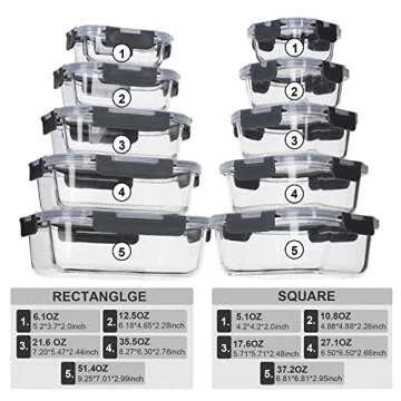 Coccot 20 Piece Glass Food Storage Containers Set