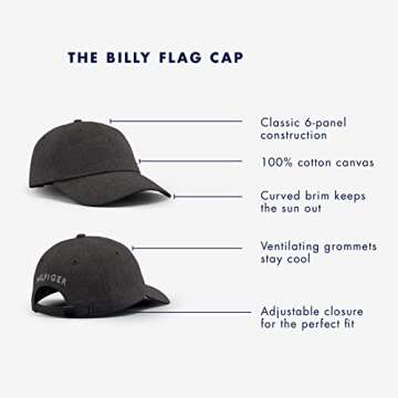 Tommy Hilfiger Dad Hat Billy Corner Flag Cap Hat, Navy Blazer, O/S