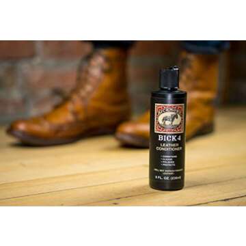 Bick 4 Leather Conditioner and Leather Cleaner 8 oz - Will Not Darken Leather - Safe For All Colors of Leather Apparel, Furniture, Jackets, Shoes, Auto Interiors, Bags & All Other Leather Accessories