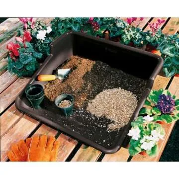 Tierra Garden Tidy Tray, Durable One Piece Potting Tray for Mixing, Growing and Potting, 24.5”x22”x8” (Black)
