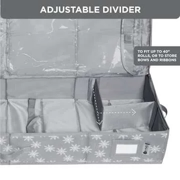 Wrapping Paper Storage Container – Fits up to 27 Rolls 1 3/8” Diam. - Underbed Gift Wrap Organizer Bags, Wrapping Paper Rolls, Ribbon, and Bows - Under Bed- Durable Material 600D - Up to 40" Rolls