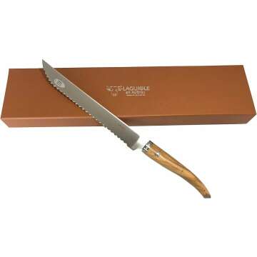 Laguiole Gourmet 9-in Bread Knife with Olivewood Handle
