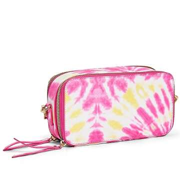 Like Dreams Women's Boxy Small Serenity Tiedye Vegan Leather Fashion Double Compartment Crossbody (P...