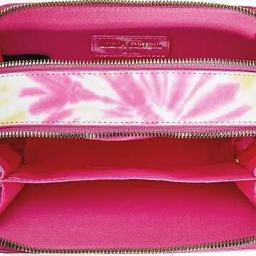 Like Dreams Women's Boxy Small Serenity Tiedye Vegan Leather Fashion Double Compartment Crossbody (Pink Yellow)