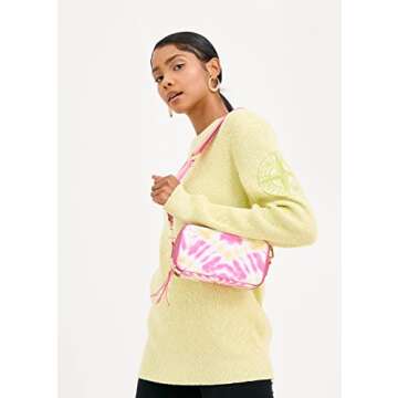 Like Dreams Women's Boxy Small Serenity Tiedye Vegan Leather Fashion Double Compartment Crossbody (Pink Yellow)