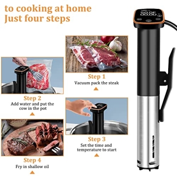 Sixfivsevn Sous Vide Cooker, Sous Vide Machine 1100 W, Immersion Circulator Precisional Cooker with Touch Control, Accurate Temperature, Ultra-quiet, IPX7 Waterproof, Fast Heating and Time Control