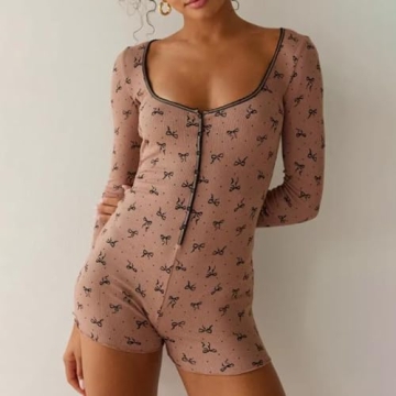 Zempertoopa Floral Print Bodysuit - Stylish Pajama Playsuit