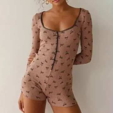 Zempertoopa Floral Print Bodysuit - Stylish Pajama Playsuit