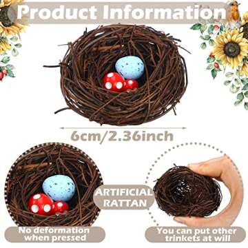 12 Pcs Artificial Bird Nest Easter Rattan 2.36 Inch