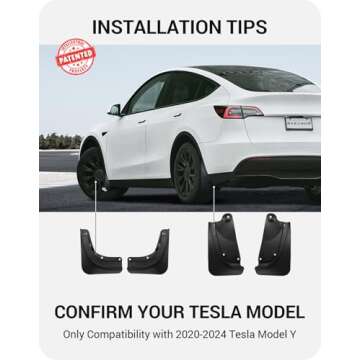 BASENOR 2025 Upgraded Tesla Model Y Mud Flaps Splash Guards Vehicle Sediment Protection No Drilling ...