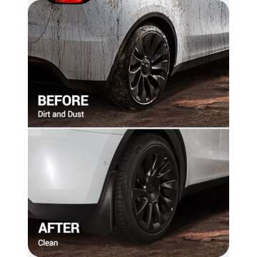 BASENOR 2025 Upgraded Tesla Model Y Mud Flaps Splash Guards Vehicle Sediment Protection No Drilling No Tape Mudflaps Tire Protector Mudflaps All Weather Tesla Exterior Accessories (Set of 4)