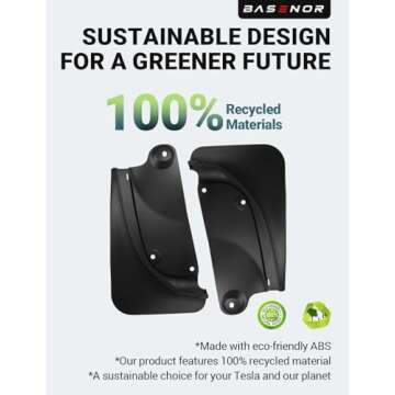 BASENOR 2025 Upgraded Tesla Model Y Mud Flaps Splash Guards Vehicle Sediment Protection No Drilling No Tape Mudflaps Tire Protector Mudflaps All Weather Tesla Exterior Accessories (Set of 4)