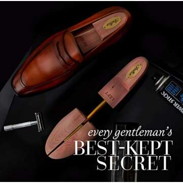 Stratton MEN’S ADJUSTABLE SPLIT TOE CEDAR SHOE TREE - GROWN IN USA (Small / 6.5-8 US, 1-pack)