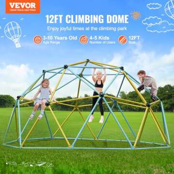 VEVOR Climbing Dome, 12FT Geometric Dome Climber Play Center for Kids 3 to 10 Years Old, Jungle Gym ...