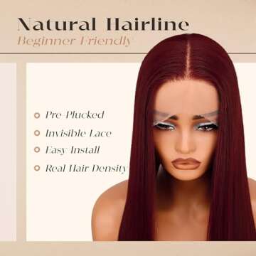 Burgundy Lace Front Wigs 30 Inch Wine Red Hair Wig Bug Red Synthetic Lace Front Wigs For Black Women...