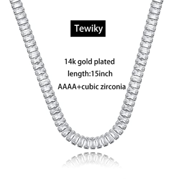 Tewiky Silver Choker Necklaces for Women, Dainty Silver Necklace Simple Tennis Rhinestone Necklace Handmade Silver Diamond Choker Necklaces for Women Prom Jewelry Gifts