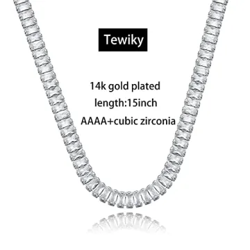 Tewiky Silver Choker Necklaces for Women, Dainty Silver Necklace Simple Tennis Rhinestone Necklace Handmade Silver Diamond Choker Necklaces for Women Prom Jewelry Gifts