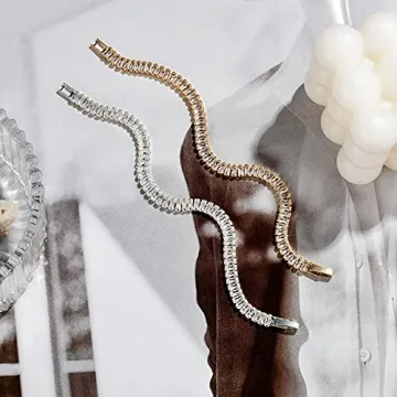 Tewiky Silver Choker Necklaces for Women, Dainty Silver Necklace Simple Tennis Rhinestone Necklace Handmade Silver Diamond Choker Necklaces for Women Prom Jewelry Gifts