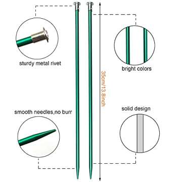 Mdoker 13.8 Inch Aluminum Knitting Needles Colored Straight Single Pointed Metal Sweater Knitting Ne...