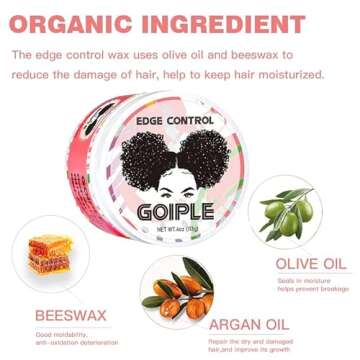 Edge Control Wax for Women Strong Hold Non-greasy Edge Control Smoother Edge Tamer, Edge Wax Styling...
