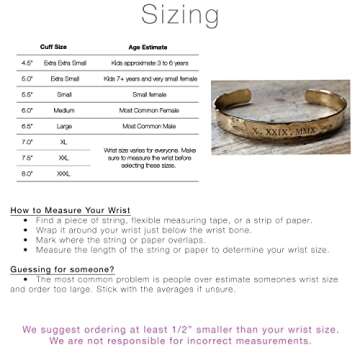 Personalized Cuff Bracelet 5"-8" long in Sterling Silver, Aluminum, Bronze, Nickel, Gold, or Copper, 5-8" Long