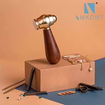 Imkont Metal Stamping Hammer: Brass Head & Black Walnut Handle