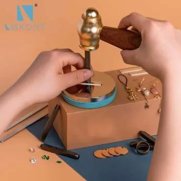 Imkont Brass Metal Stamping Hammer with Walnut Handle