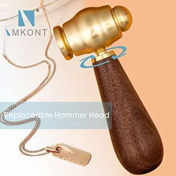 Imkont Brass Metal Stamping Hammer with Walnut Handle