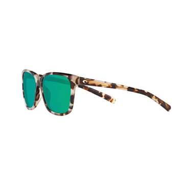 Costa Del Mar Woman Sunglasses Shiny Tiger Cowrie Frame, Green Mirror Lenses, 57MM