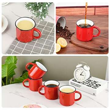 Bycnzb 15oz red Campfire Ceramic Mugs Set of 4 for coffee tea old design