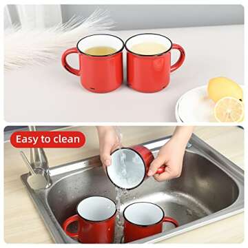 Bycnzb 15oz red Campfire Ceramic Mugs Set of 4 for coffee tea old design