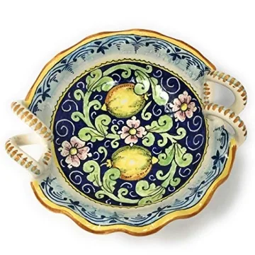 Ceramiche d'Arte Parrini Hand-Painted Italian Ceramic Serving Bowl in Vibrant Lemons - Perfect for C...