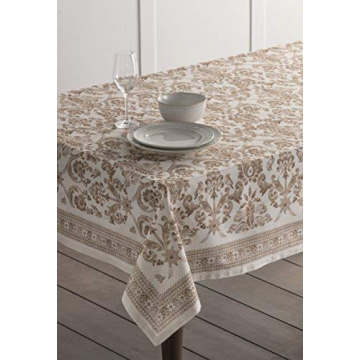 Maison d' Hermine 100% Cotton Table Cover - 60"x120" Rectangle Decorative Tablecloth - Washable Tablecloths for Dining, Home, Farmhouse & Party - Ideal for Thanksgiving & Christmas - Allure Collection
